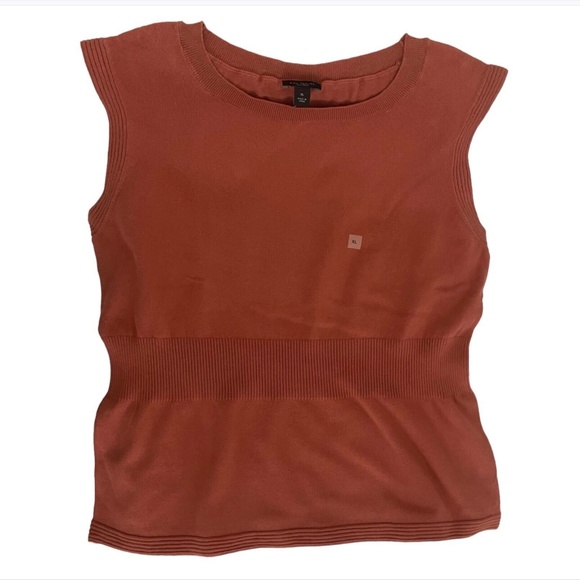 Ann Taylor Sweater Vest Womens Rust Orange Round Neck Cotton Nylon XL NWT Fall - Picture 2 of 3